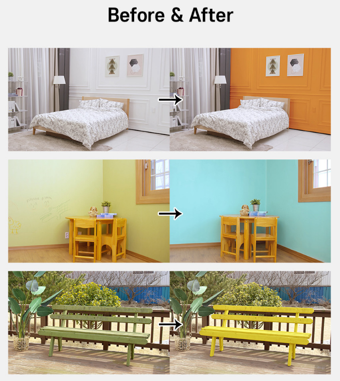 핵트롤로 셀프 페인팅한 방과 가구의 before/after